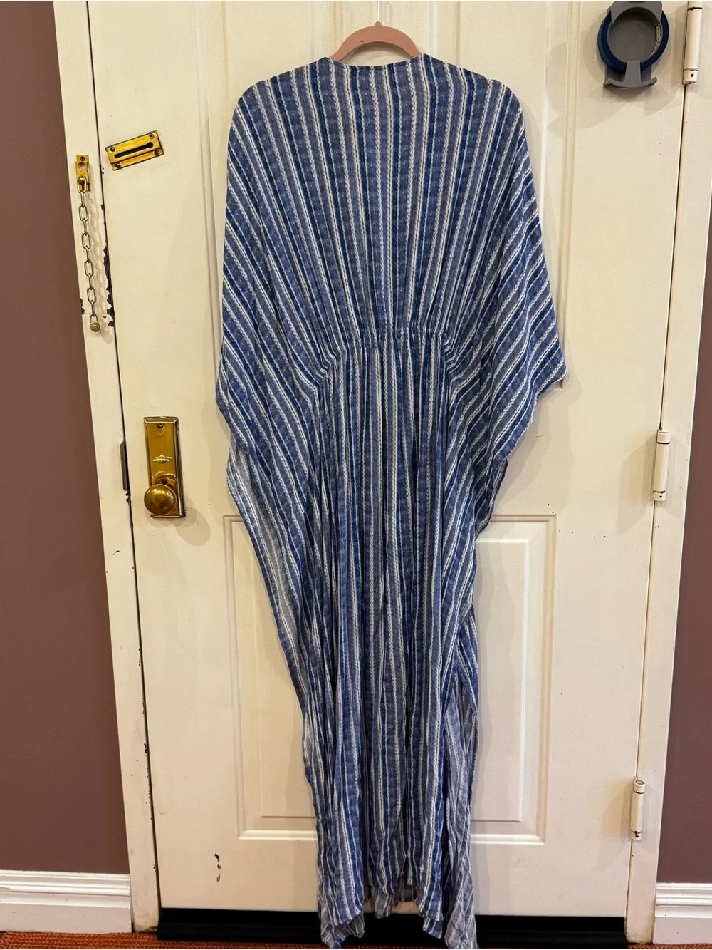 NWT LUSH Blue White Maxi Beach Cover Up Kimono Small